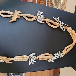 Vintage Safari Themed Wood Necklace